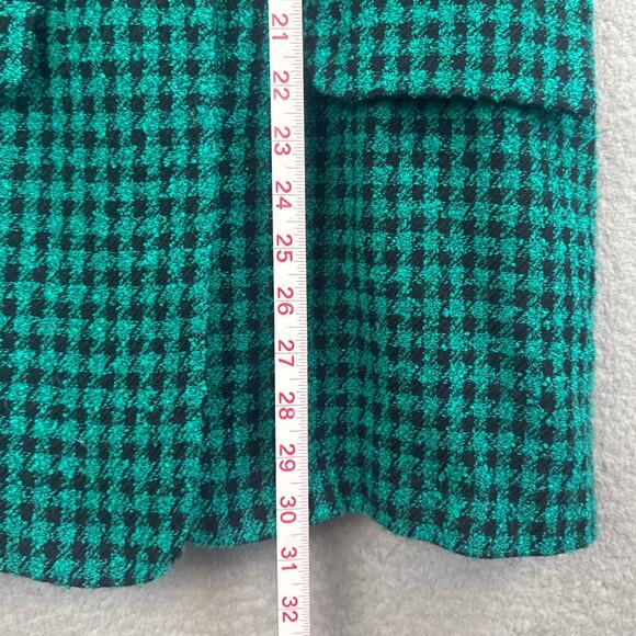Vintage Joseph Ribkoff Boucle' Blazer Fitted Hip Length Green Black Check Sz 10 - Picture 5 of 11